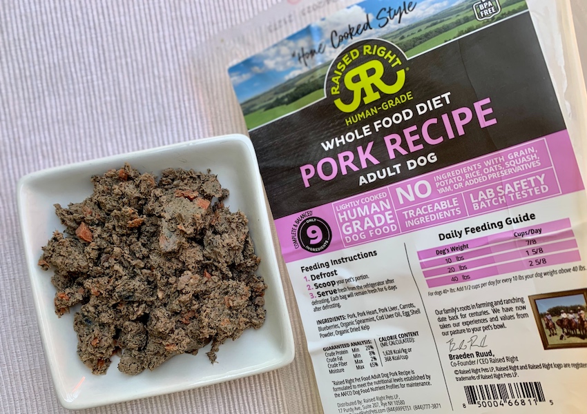 Raised right dog food