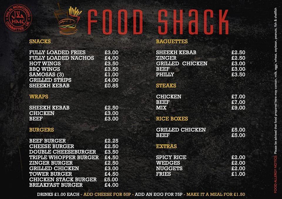 Shack soul gardena menus